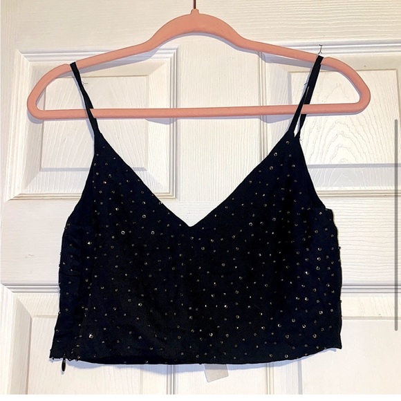 🆕(NWT) ZARA Rhinestone Crop Top. Size SMALL - Picture 9 of 10